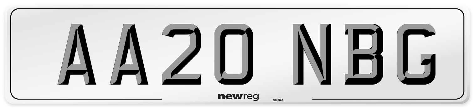 AA20 NBG Number Plate from New Reg